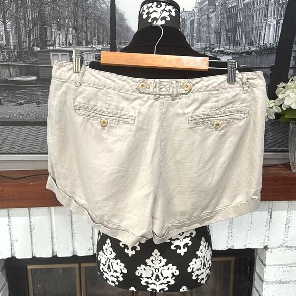Gap Women Shorts Linen Cotton Blend Khaki Tan Size 8 Pockets Classic Sexy - Picture 3 of 8